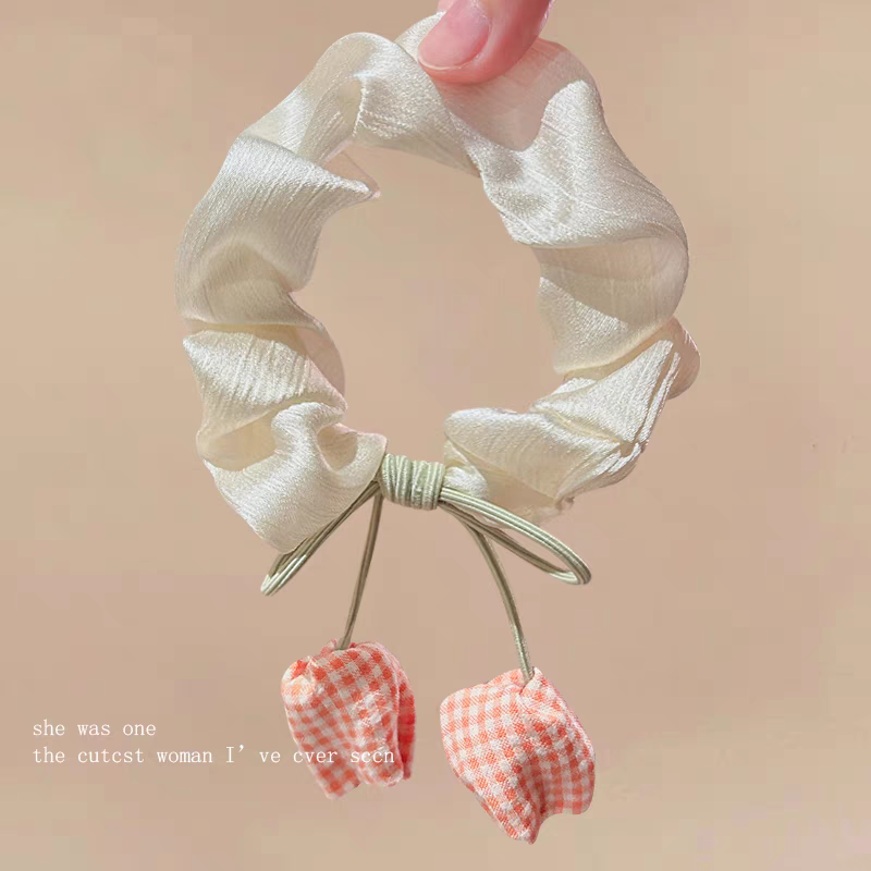 Tulip Scrunchie Hair Tie for Women | Celebrity Blogger Style Ponytail Holder | Elegant Floral Elastic Hair Accessory for Low Bun & Daily Hairstyles