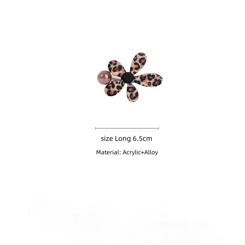 2PCS Leopard Flower Hair Clips – Stylish Bobby Pins for Women, Side Bangs Hairpins, Retro Chic Barrettes Hair Accessories