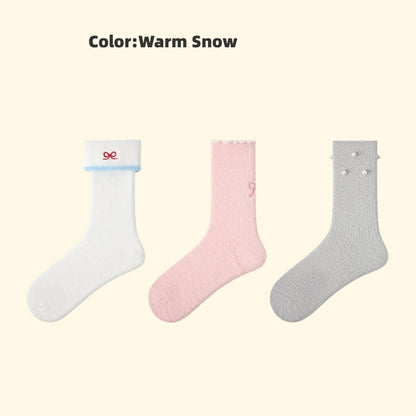 Iron-on Friendly Socks DIY Gift Set | Winter Thickened Faux Mink Mid-Tube Socks (3 Pairs) | Cozy, Skin-Friendly & Perfect for Gifting