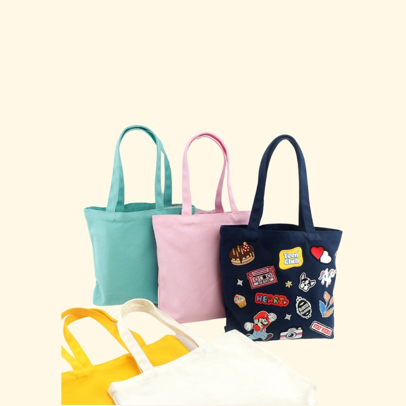 INS-Style Macaron Canvas Tote | Blank DIY Iron-on Friendly Bag | Minimalist Portable Shopper