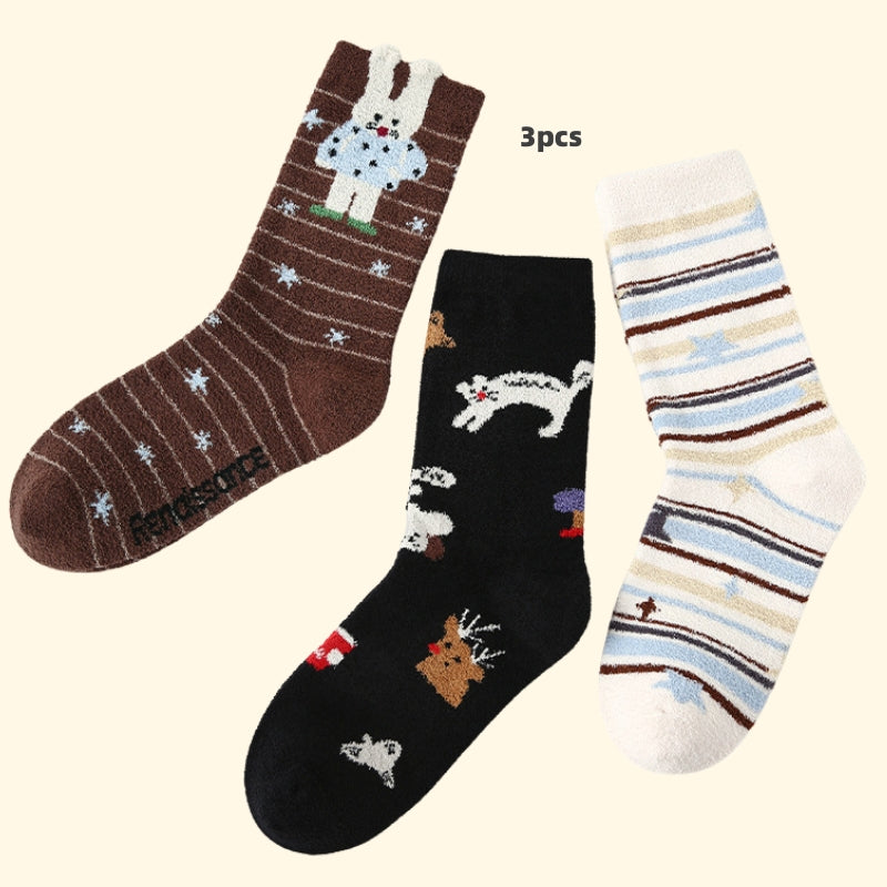 Iron-on Friendly Socks DIY Gift Set | Winter Thickened Faux Mink Mid-Tube Socks (3 Pairs) | Cozy, Skin-Friendly & Perfect for Gifting