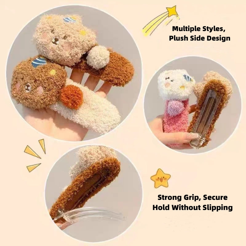 Plush Teddy Bear Hair Claw Clip for Girls – Cute Pudding Bear Alligator Clip, Large Fluffy Hair Accessory for 2025 Trendy Hairstyles