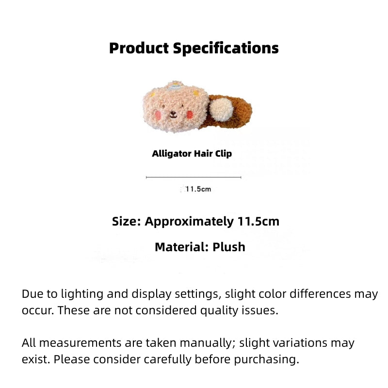 Plush Teddy Bear Hair Claw Clip for Girls – Cute Pudding Bear Alligator Clip, Large Fluffy Hair Accessory for 2025 Trendy Hairstyles