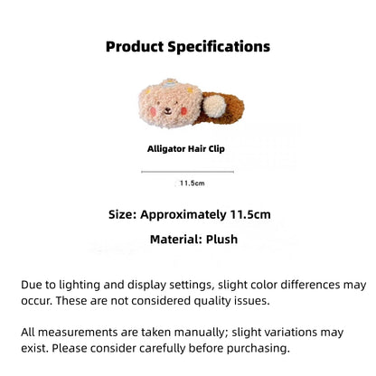 Plush Teddy Bear Hair Claw Clip for Girls – Cute Pudding Bear Alligator Clip, Large Fluffy Hair Accessory for 2025 Trendy Hairstyles