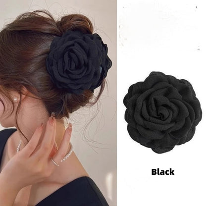 Blue Rose Flower Hair Claw Clip for Women – Floral Shark Clip, Large Hair Accessory for Vacation, Daily Wear, and Elegant Hairstyles