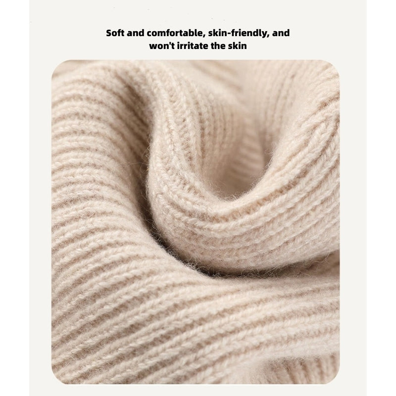 Winter Wool Knit Beanie Hat – Unisex Solid Color Warm Bucket Style Cap, 100% Wool, Round Top, No Brim, One Size Fits All
