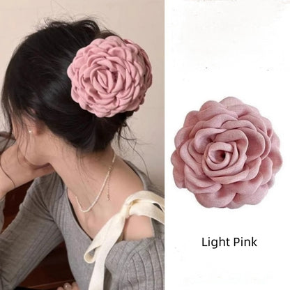 Blue Rose Flower Hair Claw Clip for Women – Floral Shark Clip, Large Hair Accessory for Vacation, Daily Wear, and Elegant Hairstyles