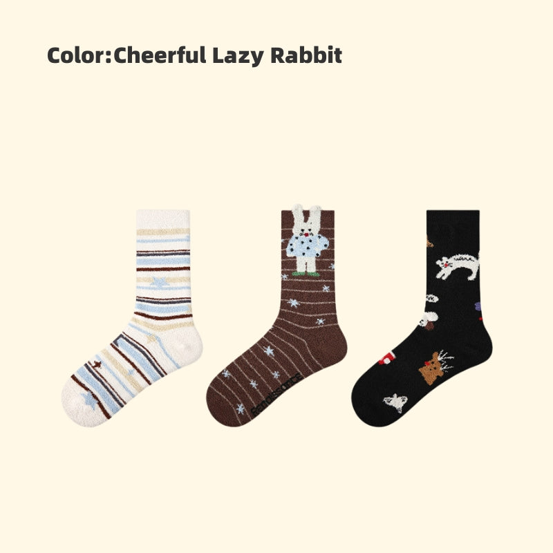 Iron-on Friendly Socks DIY Gift Set | Winter Thickened Faux Mink Mid-Tube Socks (3 Pairs) | Cozy, Skin-Friendly & Perfect for Gifting