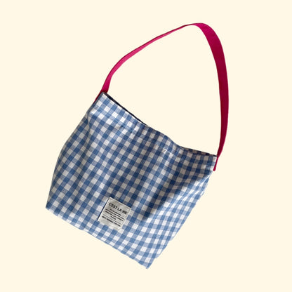 Large Checkered Canvas Tote | Iron-on Friendly DIY Bag | Minimalist Shoulder Shopper