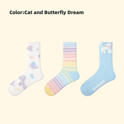 Iron-on Friendly Socks DIY Gift Set | Winter Thickened Faux Mink Mid-Tube Socks (3 Pairs) | Cozy, Skin-Friendly & Perfect for Gifting