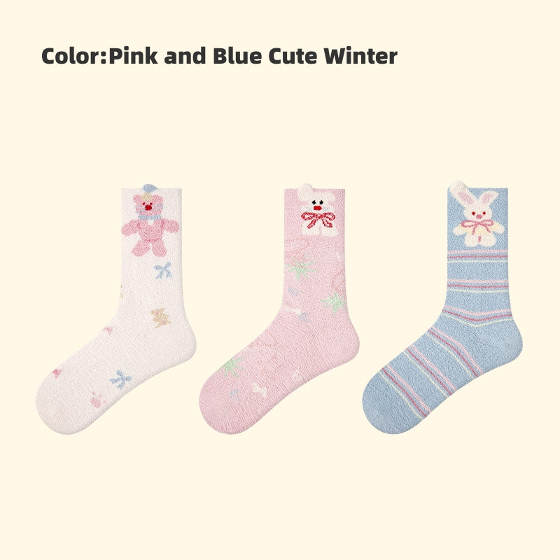 Iron-on Friendly Socks DIY Gift Set | Winter Thickened Faux Mink Mid-Tube Socks (3 Pairs) | Cozy, Skin-Friendly & Perfect for Gifting