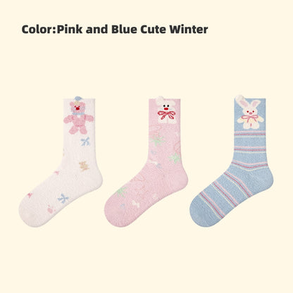 Iron-on Friendly Socks DIY Gift Set | Winter Thickened Faux Mink Mid-Tube Socks (3 Pairs) | Cozy, Skin-Friendly & Perfect for Gifting
