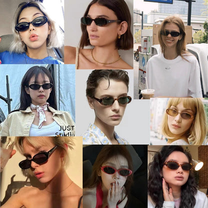 Trending Oval Sunglasses – Retro Hip Hop Small Frame Shades, UV Protection Street Style Sunglasses for Men and Women, Blogger-Inspired Fashion Eyewear