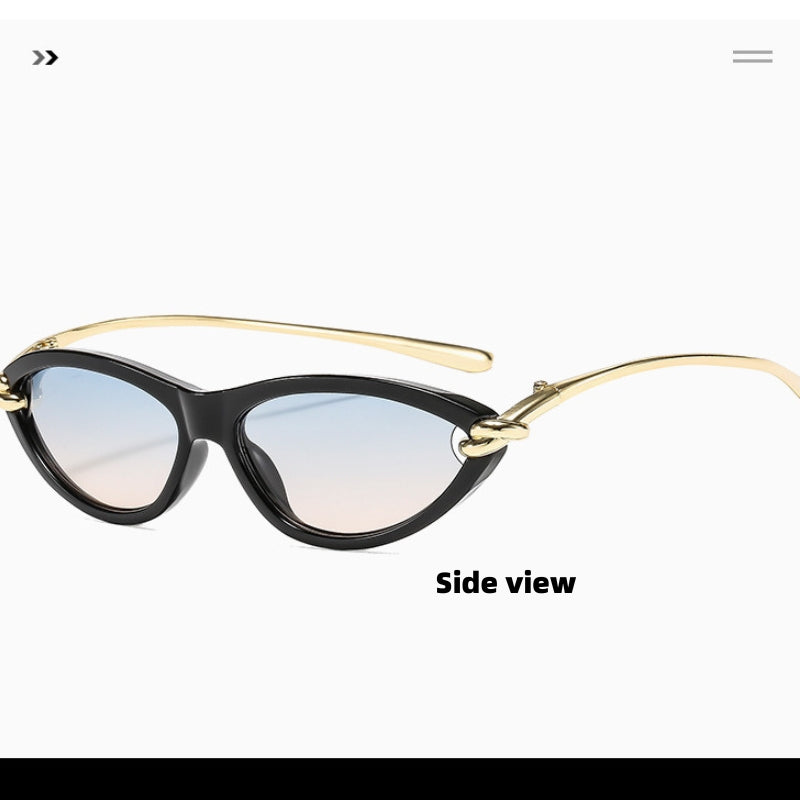 Cat Eye Sunglasses for Women – New Knot Rope Metal Temple Design, Stylish Vintage Shades with UV400 Protection