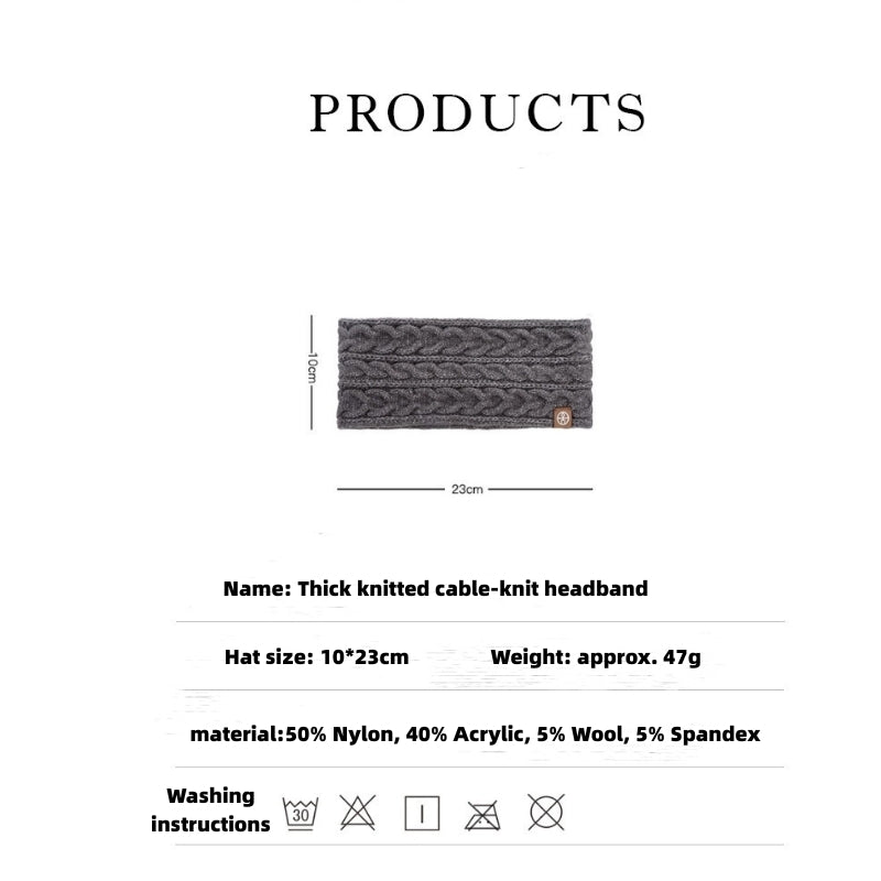 Winter Knit Ear Warmer Headband – Wide Thickened Cable Knit Headband for Men and Women, Warm Outdoor Sports Cycling Ear Protection