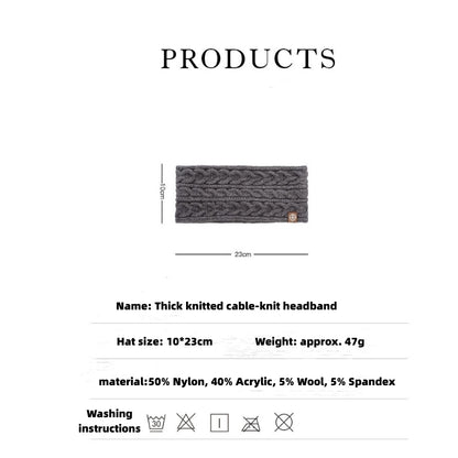 Winter Knit Ear Warmer Headband – Wide Thickened Cable Knit Headband for Men and Women, Warm Outdoor Sports Cycling Ear Protection