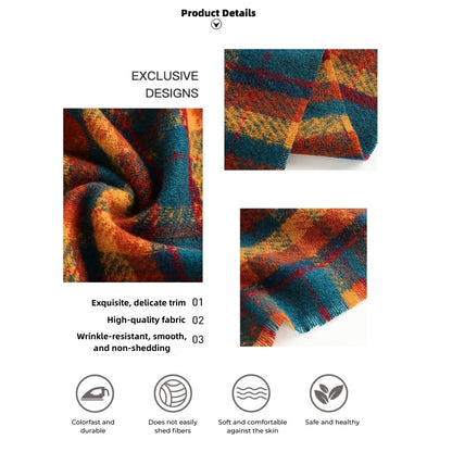 Winter Warm Shawl Scarf for Women | Faux Cashmere Oversized Wrap with Tassels | Thick Soft Printed Pashmina for Autumn & Winter