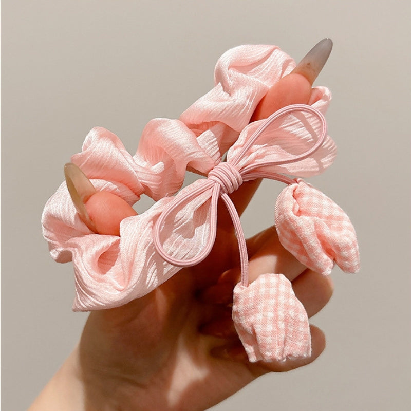 Tulip Scrunchie Hair Tie for Women | Celebrity Blogger Style Ponytail Holder | Elegant Floral Elastic Hair Accessory for Low Bun & Daily Hairstyles