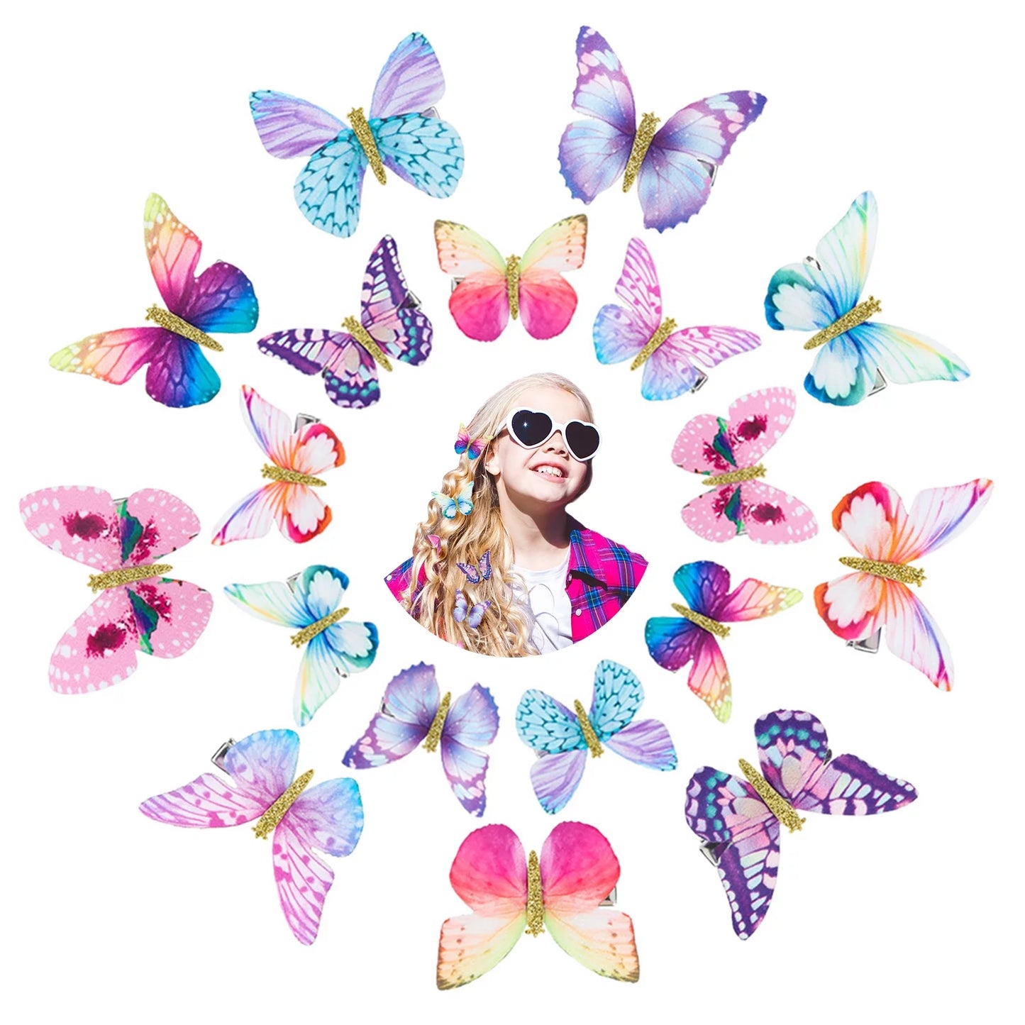 18 Pcs Butterfly Hair Clips, Hair Snap Clips Barrettes for Baby Girls Hair Accessories (Fresh Styles)