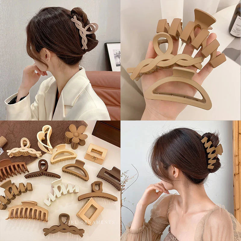 Women Hair Claw Clips Korea Coffee Beige Acrylic Large Hair Claw Hairpin Geometric Barrettes Crab Girl Headwear Hair Accessories
