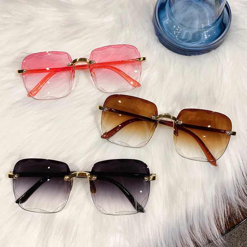 Frameless Cut Edge Sunglasses New Summer Sun Visors Women'S Transparent Multi-Color Lenses UV400 Women Sunglasses